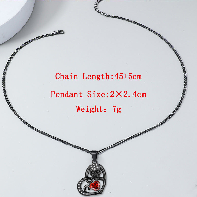 Wholesale Halloween Gothic Love Skull Necklace